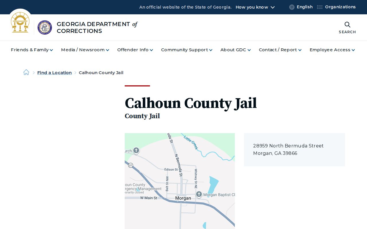 Calhoun County Jail official facility record and booking access context